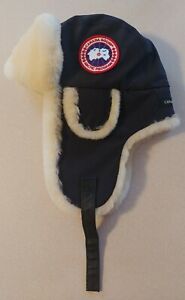 Canada Goose Arctic Tech Shearling Lined Navy Aviator Trapper Hat Size S/M