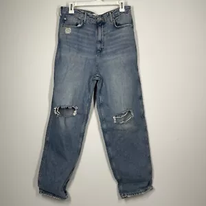 Pantalones de mezclilla MNG para mujer talla 10 azul claro tiro alto rectos desgastados - Imagen 1 de 18