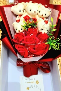 Regalo per Lei Orsacchiotto Fiore Rosa Bouquet Mamma Regalo per Fidanzata Amata - Foto 1 di 9