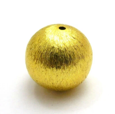2 Pcs 16mm Spacer Brushed  Ball Bead 18k Gold Plated Jewelry Making - Image 1 of 3
