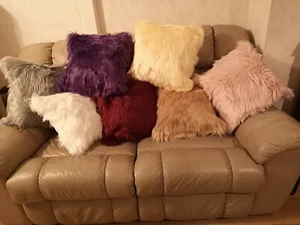 Long Shaggy Faux Fur Mongolian Hair Large Cushion Cover Sheepskin (18"/45cm) - Picture 1 of 32