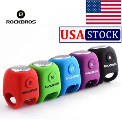ROCKBROS Electric Bike Bells Bicycle Colorful Horn Ring Rainproof 110DB 3 Modes - Image 1 of 4