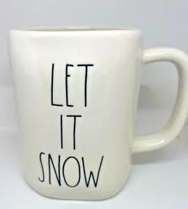 Rae Dunn~"LET IT SNOW"~Taza de café marfil/cacao caliente/té caliente~Nueva - Imagen 1 de 6
