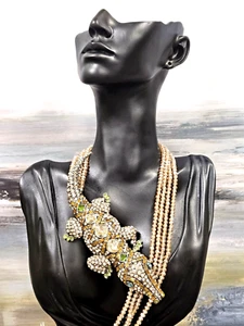 Heidi Daus Alligator Garden 4-Strand Necklace Swarovski Crystal Clip NWT Boxed - Picture 1 of 14