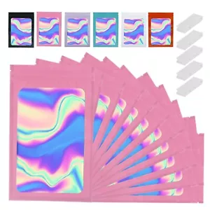 Holographic Mylar Bags for Food Storage Mylar Bags with Window Resealable Bags - Picture 1 of 23