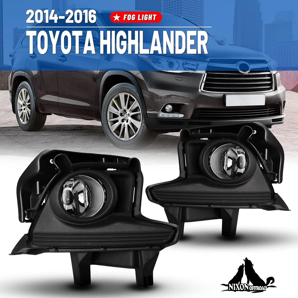 Fog Lights Assembly For 2014 2015 2016 Toyota Highlander Bumper Lamps Wiring Kit — 第 1/4 张图片