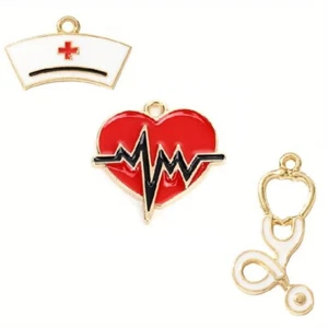 Stethoscope,Nurse, Heart Medical Charm Jewelry Accessory DIY Necklace Bracelet - Picture 1 of 4