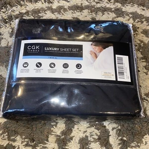 NEW Bed Sheets - CGK Linens Unlimited Luxury Sheet Set Black 3 pc set - Picture 1 of 11