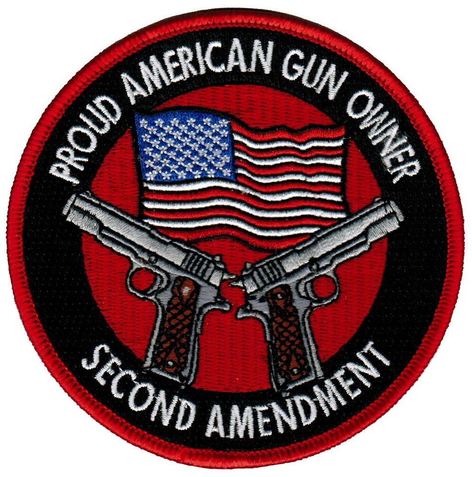 CYPRESS COLLECTIBLES INC. PROUD AMERICAN GUN OWNER 1911 PATCH 2nd Amendment embroidered iron-on PISTOL