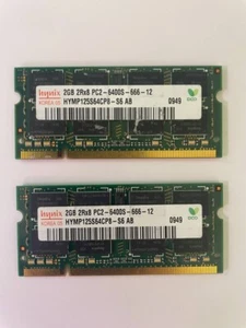 HYNIX Laptop RAM 2 Pieces 2GB (4GB total) 2RX8 HYMP125S64CP8-S6 Without Box - Picture 1 of 3