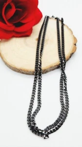 Vintage 34" necklace mesh chain black 316 L Stainless - Picture 1 of 4