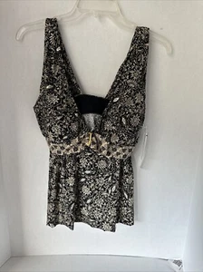 Amoressa Selene Swimwear Tankini Top Swim Separate Black Sz 8 NWT $138 - Picture 1 of 12
