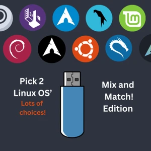 32 GB High-Speed USB– Mix & Match Any 2 Linux Distros, Live Boot or Install - Picture 1 of 9