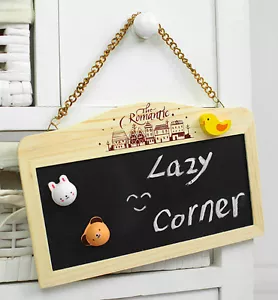 Wood Double-Sided Blackboard Chalkboard Kit Chain Hanging Message Home Decor - Picture 1 of 4