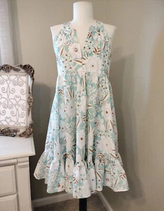 ALOHA MARINA Größe Small blau weiß Blumen Kona Minikleid Baumwolle hergestellt in den USA Hawaii - Bild 1 von 11