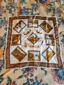 Italy Travel Souvenir Venezia Squared Vintage Scarf Handkerchief 20"×20" - Picture 1 of 10