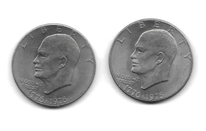 1976 United States Eisenhower Bicentennial Dollar $1 COIN LOT of 2 KM206 - Picture 1 of 2