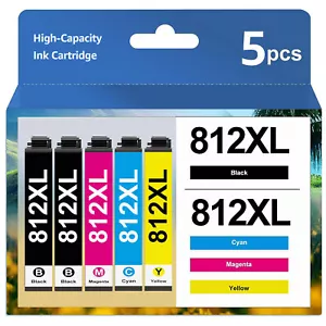 5Pack 812XL T812XL Ink Compatible For Epson EC-C7000 Pro WF-7310 WF-7820 WF-7840 - Picture 1 of 6