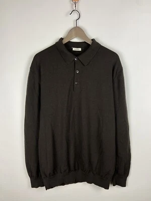 Vintage Balmain Men’s Sweatshirt Collared Button Long Sleeve Brown Wool Sz XL - Image 1 of 4