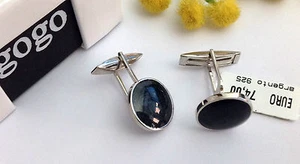 GEMELLI IN ARGENTO 925 CON SMALTO NERO - 925 STERLING SILVER CUFFLINKS - Imagen 1 de 1