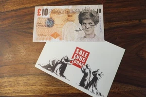 Banksy Cut and Run Glasgow, Original signed tenner + postcard GG6 - Picture 1 of 19