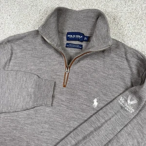 Polo Golf Ralph Lauren Pullover Herren grau Wolle 1/4 Zip Pulli Valhalla Course L - Bild 1 von 6