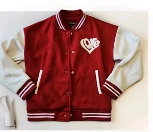 Kandy Kiss Girls Sz Med 10/12 Textured Fleece Varsity Style Jacket Red & White - Picture 1 of 8