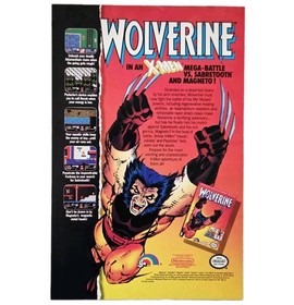 1991 Wolverine Nintendo NES Video Game Print Ad X-Men Sabretooth LJN Jim Lee Art