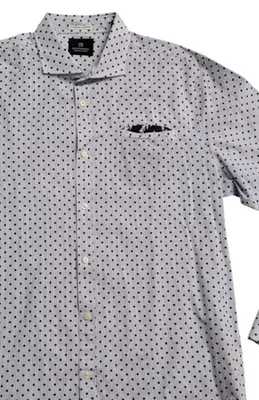 Scotch & Soda Aloha London Blue Polka Dot Button-Up Shirt Mens Long Sleeve XXL - Image 1 of 4