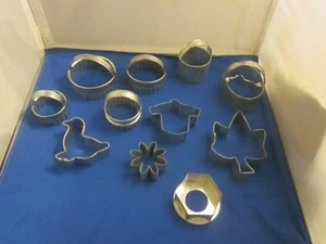 Lote de 11 moldes/cortadores para hornear de acero vintage galletas, galletas, magdalenas inglesas - Imagen 1 de 8