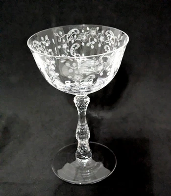 Set 6 Fostoria Meadow Rose Clear Champagne/ Tall Sherbet Glasses Elegant 5 5/8" - Image 1 of 4