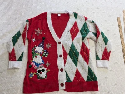 Suéter Feo Navidad Gnomos - Cárdigan Botón 16W-18W/Mujeres 1XL 🎄🎅 Foto 1 de 4