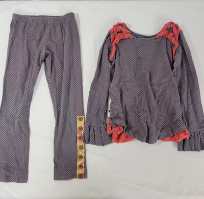 Conjunto de 2 piezas de pastel de mostaza para niña pantalones largos camisa manga larga talla 8 lunares Foto 1 de 4