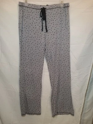 Large Ambrielle Sleepwear soft sleep pants Grey With Blue Dots - Image 1 of 4
