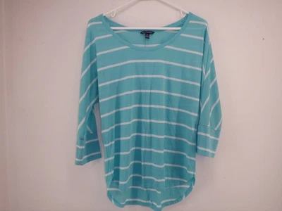American Eagle Womens Blouse Size Medium Pullover Long Sleeve Green Striped - Image 1 of 4