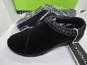 Zueco Vionic Arbor en gamuza negra con cuello de punto talla 8,5 nuevo con etiquetas - Imagen 1 de 9