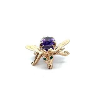 10kt Gelbgold Amethyst Biene Brosche - Bild 1 von 6