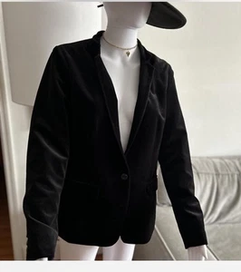 Maison jules Black Velvet Boho Retro Witchy Glam Goth Vampire Grunge Blazer S - Picture 1 of 8