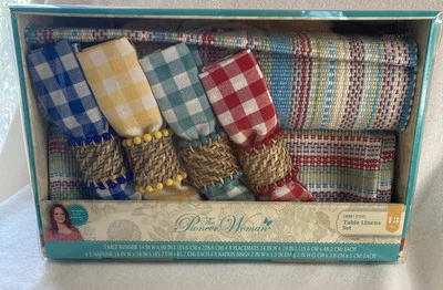 The Pioneer Woman Chunky Stripe Table Linens Gingham Napkins 13 Piece Set New - Image 1 of 4