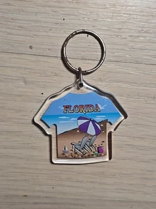 vintage acrylic shirt shaped florida keychain souvenir beach umbrella 2" - Picture 1 of 2