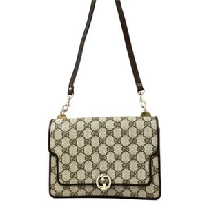 GUCCI Vintage GG Bolso de Hombro Entrelazado PVC Marrón Auténtico F08312402 - Imagen 1 de 24