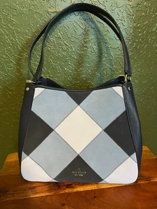 Kate Spade - Leila - Schultertasche mit drei Fächern - Patchwork Wildleder - blau - Neu mit Etikett - Bild 1 von 4