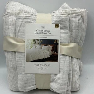 Threshold Cotton Linen Duvet Cover Set King 3 Piece 93% Cotton Beige - Picture 1 of 6