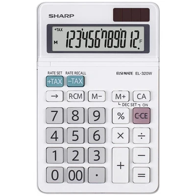 Sharp EL-320W Calculatrice de poche blanc Ecran: 12 à pile(s), solaire - Photo 1/2