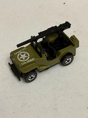 Vintage Hot Wheels 1970 Redline U.S. Army Jeep Gunslinger Olive Green Die-Cast - Bild 1 von 4