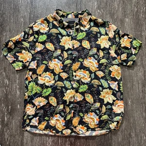 DENIM & FLOWER RICKY SINGH Herren Hemd schwarz Blumenmuster Knopfleiste EUR L - Bild 1 von 5