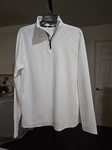 Maglione uomo FLX bianco taglia M righe testurizzate 1/4 zip manica lunga quarto zip. - Foto 1 di 5