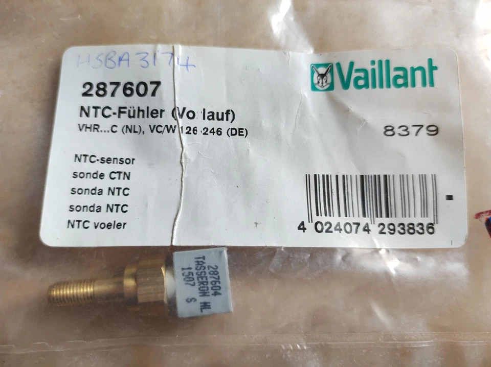 NEU! Vaillant Fühler 287607 NTC für VC VCW 126, 196, 246 E-C und weitere Modelle - Bild 1 von 1
