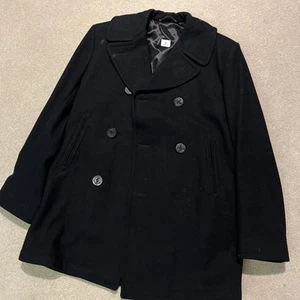 Vintage US Navy Mens Peacoat Blue Size 40R USA Navy Double Breasted Wool Anchor - Picture 1 of 8