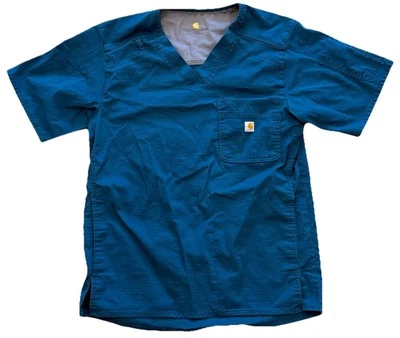 Carhartt Scrub Top Blue Nursing Medical Doctor Ripstop Men’s Size Small Nurse - Image 1 of 4